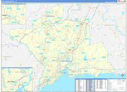 New Haven County CT Zip Code Maps Basic Style 